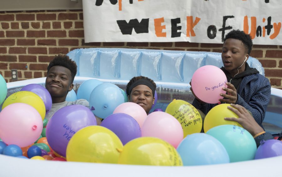 WERE BALL IN THIS TOGETHER– Students play in the unity ball pit as part of the Tiger Alliances initiative to bring unlikely allies together.