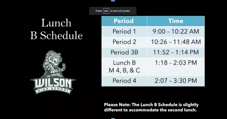 New schedule to include two lunch periods
