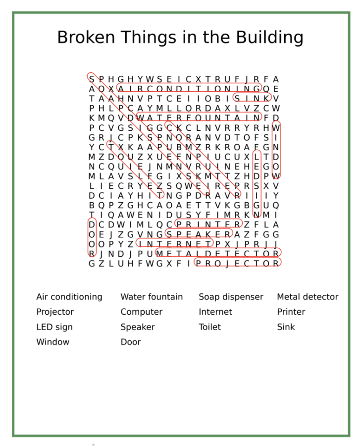 Word search answers - Broken things at Wilson