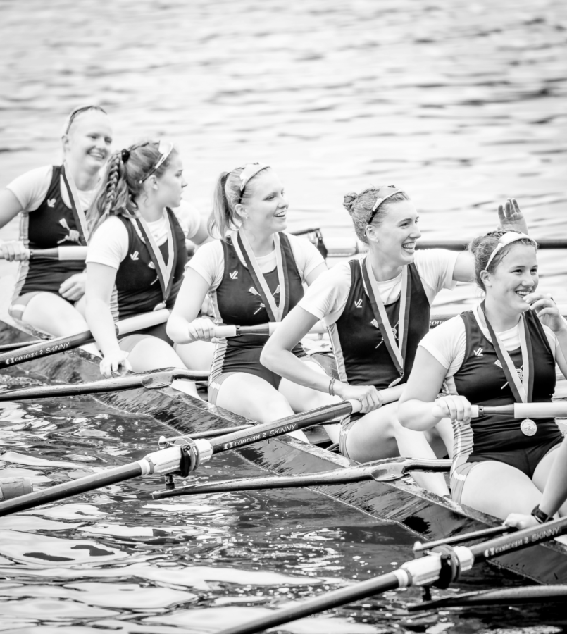 STOTESBURY SUCCESS - The girls second varsity crew with their
second place medals at the Stotesbury Regatta. The regatta took
place on May 19 and 20 at the Schuylkill River in Philadelphia.